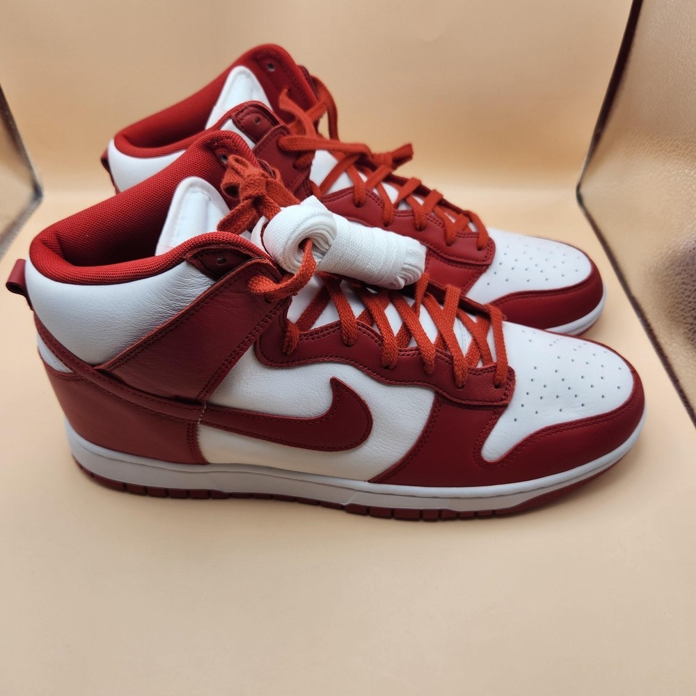 Nike Dunk Hi Retro SE Shoes Mens Size 14 White Red HF3743-101 High Top Sneakers